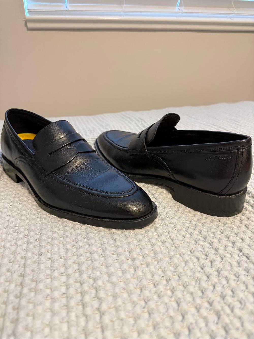Cole Haan Black Leather Penny Loafers